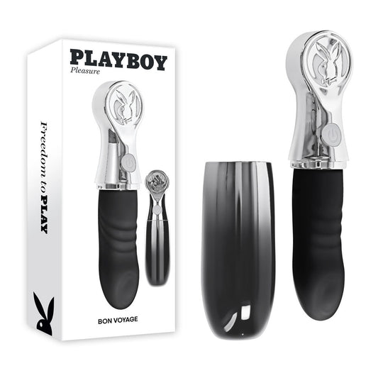 Playboy Pleasure BON VOYAGE - Black/Chrome 18.7 cm USB-C Rechargeable Tapping Vibrator Playboy Pleasure