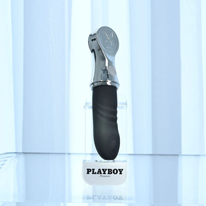 Playboy Pleasure BON VOYAGE - Black/Chrome 18.7 cm USB-C Rechargeable Tapping Vibrator Playboy Pleasure