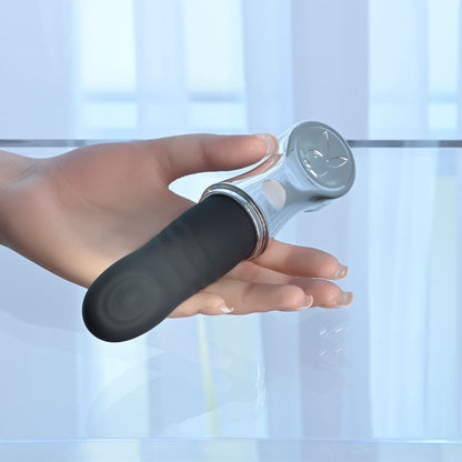 Playboy Pleasure BON VOYAGE - Black/Chrome 18.7 cm USB-C Rechargeable Tapping Vibrator Playboy Pleasure
