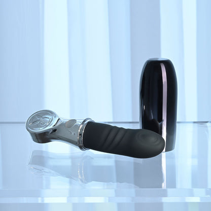 Playboy Pleasure BON VOYAGE - Black/Chrome 18.7 cm USB-C Rechargeable Tapping Vibrator Playboy Pleasure