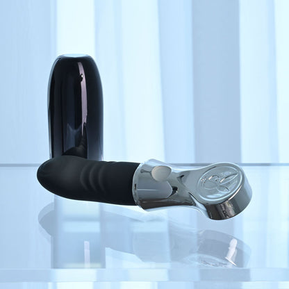 Playboy Pleasure BON VOYAGE - Black/Chrome 18.7 cm USB-C Rechargeable Tapping Vibrator Playboy Pleasure