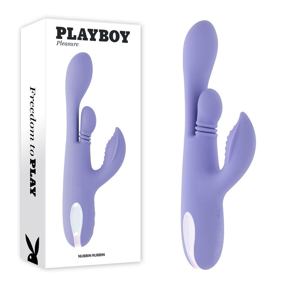 Playboy Pleasure NUBBIN RUBBIN - Purple 24.1 cm USB Rechargeable Thrusting Rabbit Vibrator Purple - Club X