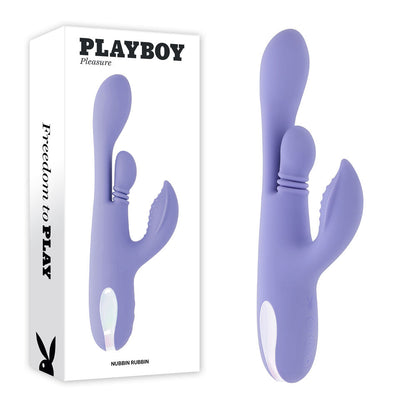 Playboy Pleasure NUBBIN RUBBIN - Purple 24.1 cm USB Rechargeable Thrusting Rabbit Vibrator Playboy Pleasure
