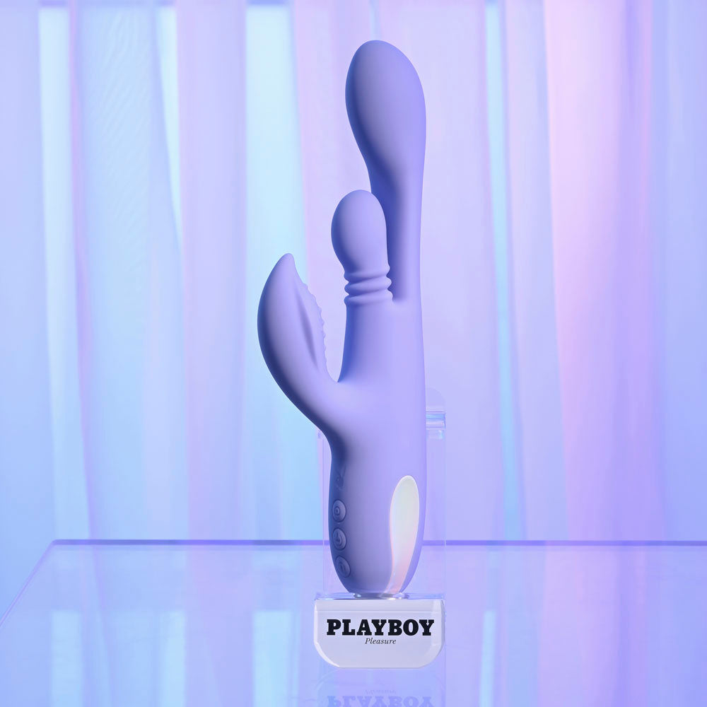 Playboy Pleasure NUBBIN RUBBIN - Purple 24.1 cm USB Rechargeable Thrusting Rabbit Vibrator Playboy Pleasure