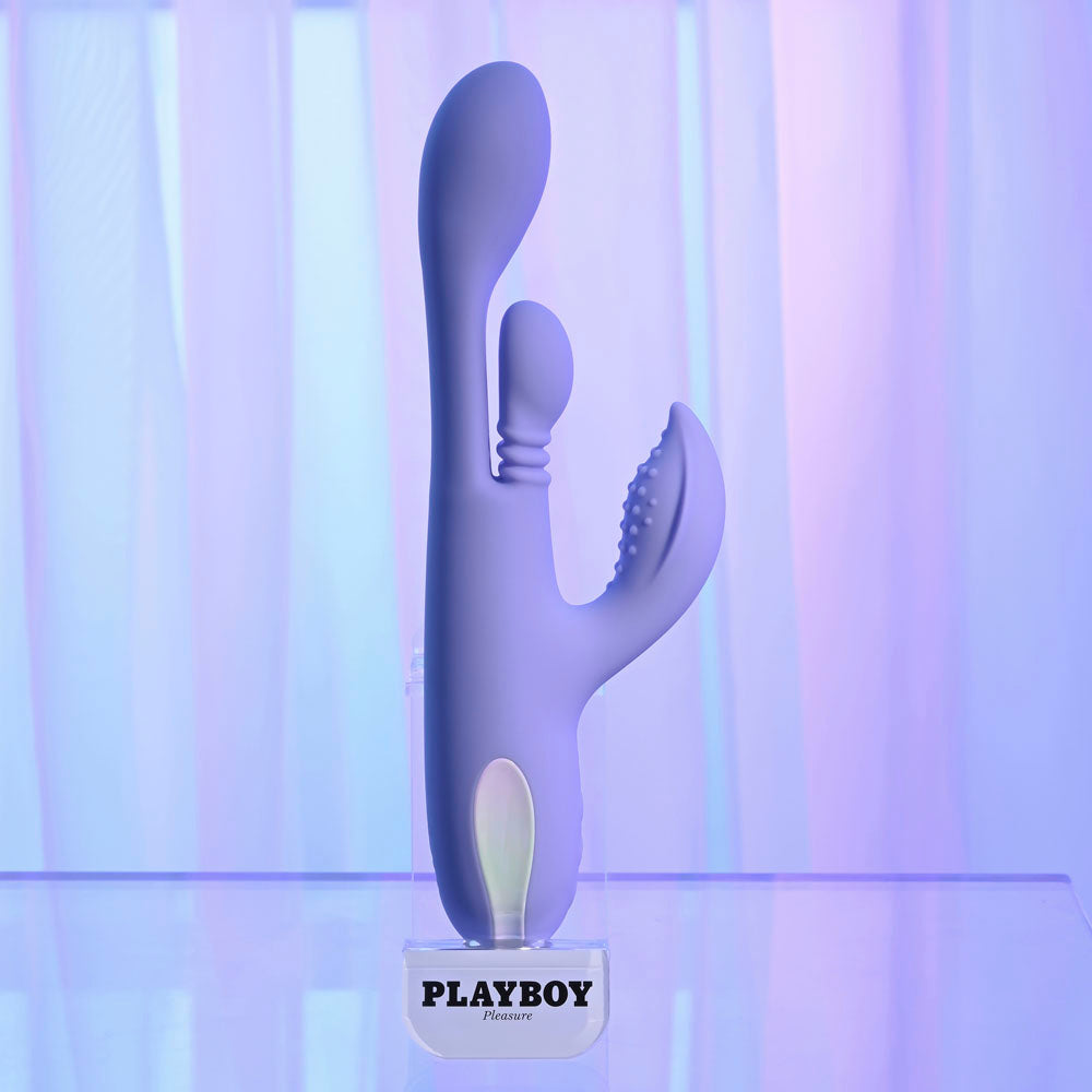 Playboy Pleasure NUBBIN RUBBIN - Purple 24.1 cm USB Rechargeable Thrusting Rabbit Vibrator Playboy Pleasure