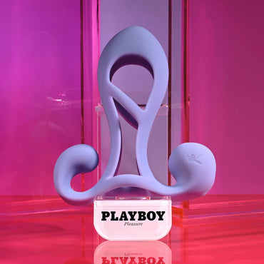 Playboy Pleasure FANTASY CAGE - Purple USB Rechargeable Vibrating Penis Sleeve Playboy Pleasure