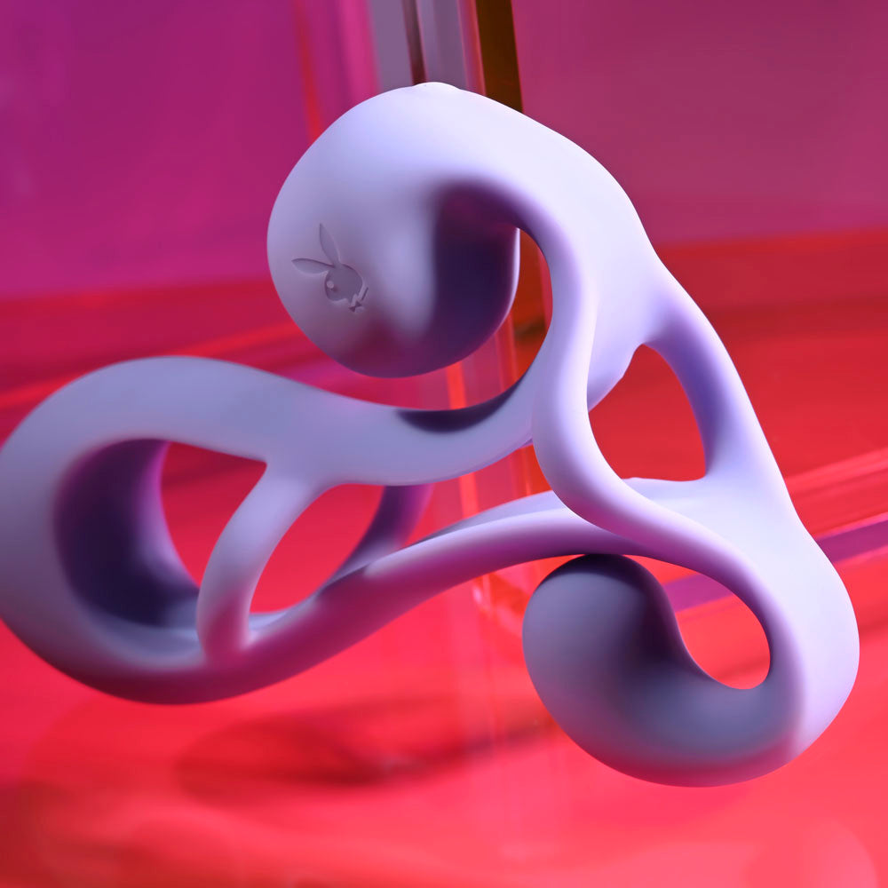 Playboy Pleasure FANTASY CAGE - Purple USB Rechargeable Vibrating Penis Sleeve Playboy Pleasure