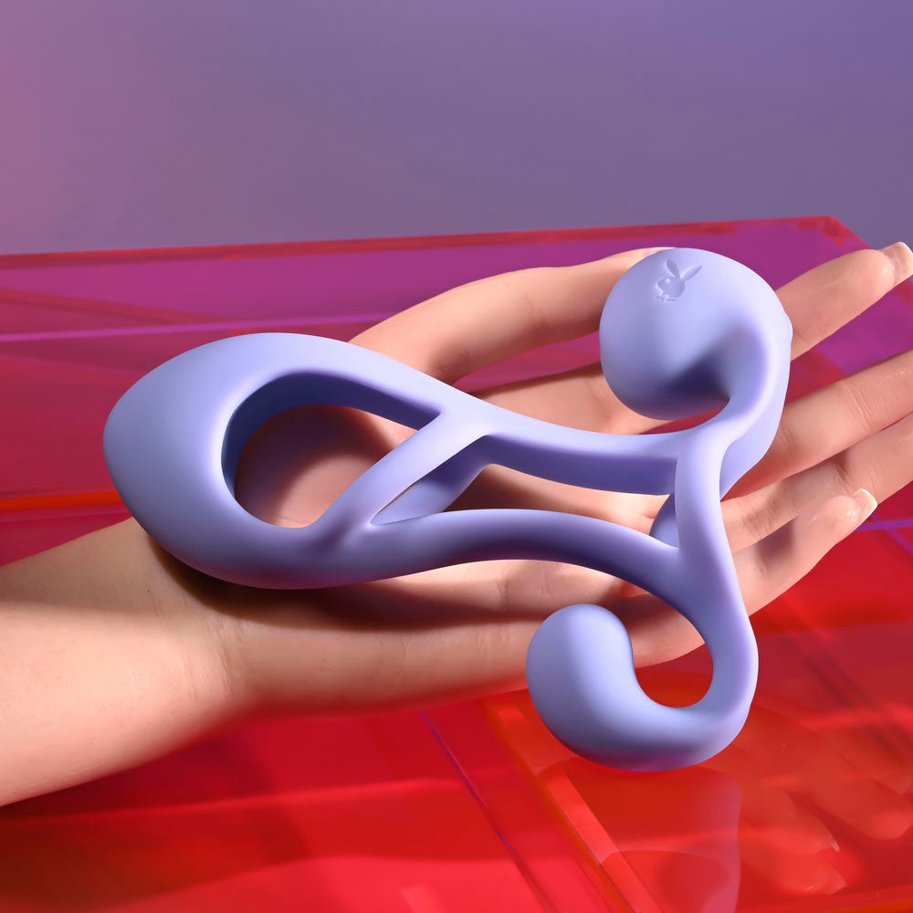 Playboy Pleasure FANTASY CAGE - Purple USB Rechargeable Vibrating Penis Sleeve Playboy Pleasure