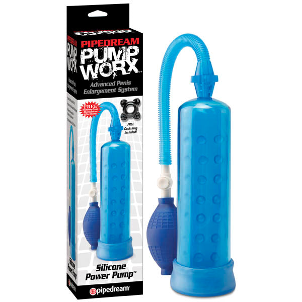 Pump Worx Silicone Power Pump - Blue Penis Pump Pipedream