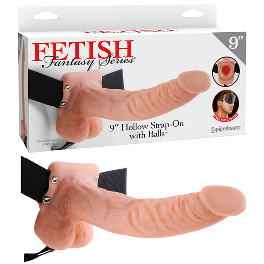 Fetish Fantasy Series 9'' Hollow Strap-on With Balls - Flesh 22.9 cm (9'') Hollow Strap-On Flesh - Club X