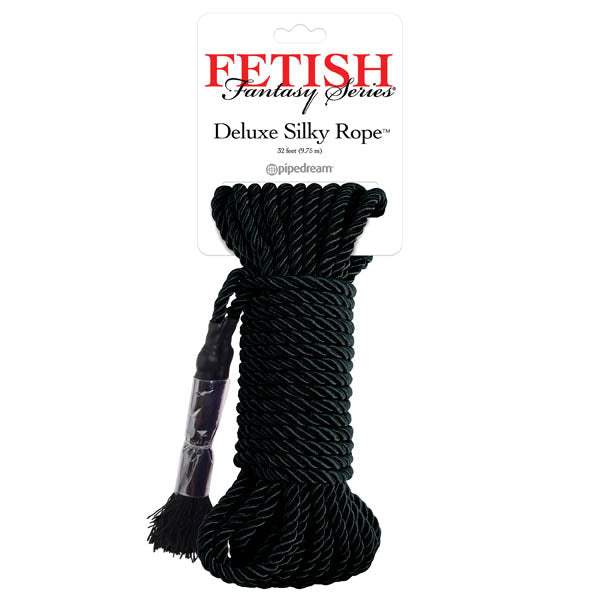 Fetish Fantasy Series Deluxe Silky Rope - Black Bondage Rope - 9.75 m Length Pipedreams