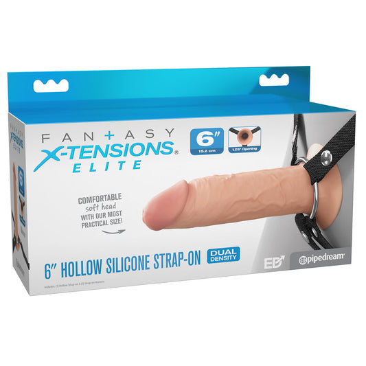 FX Elite 6'' Silicone Hollow Strap-On - Flesh - Flesh 15.2 cm Hollow Strap-On Flesh - Club X