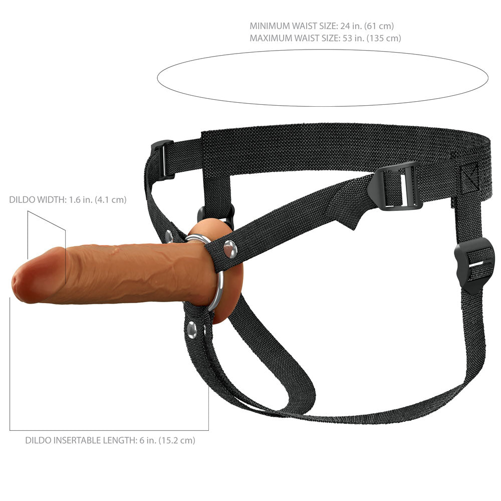 FX Elite 6'' Silicone Hollow Strap-On - Tan - Tan 15.2 cm Hollow Strap-On Pipedream