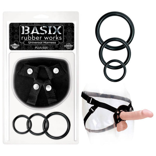 Basix Rubber Works Universal Harness - Plus Size - Black Plus-Size Strap-On Harness (No Probe Included) Pipedreams