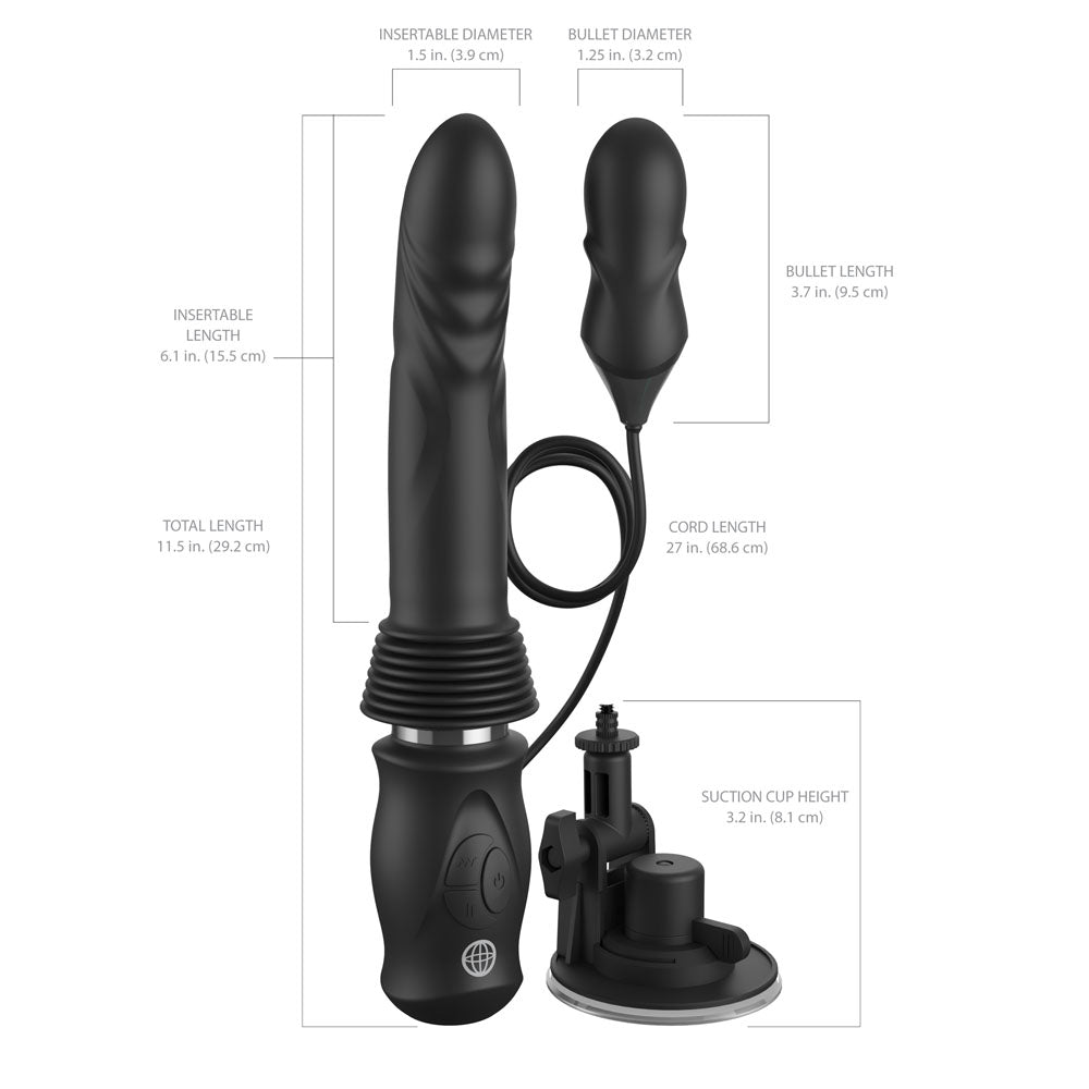 FFS Ultimate Silicone Thruster - Black - Black USB Rechargeable Thrusting Vibrator Pipedream