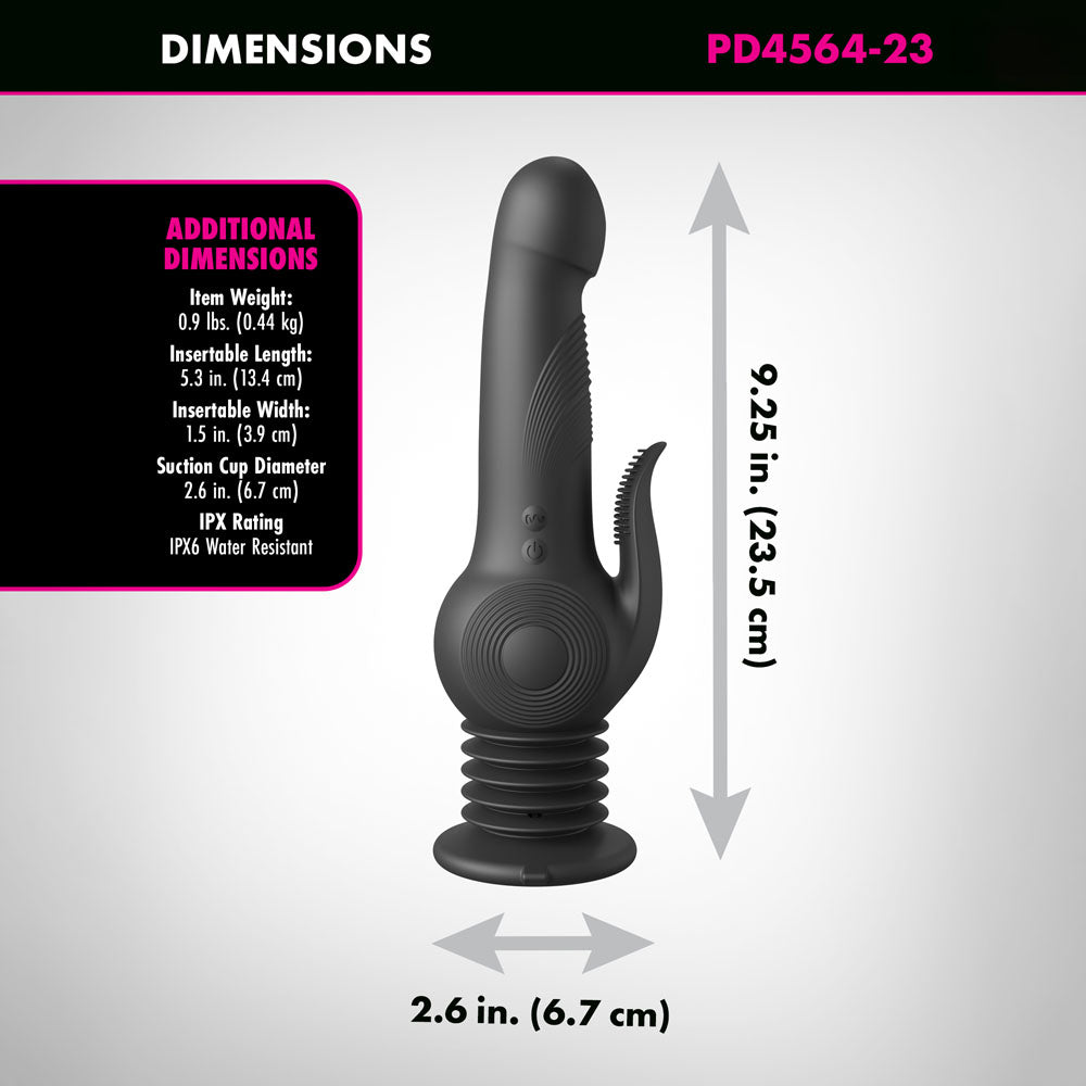 Fetish Fantasy Series Pogo Thruster - Black USB Rechargeable 23.5 cm Gyrating Rabbit Vibrator Pipedream