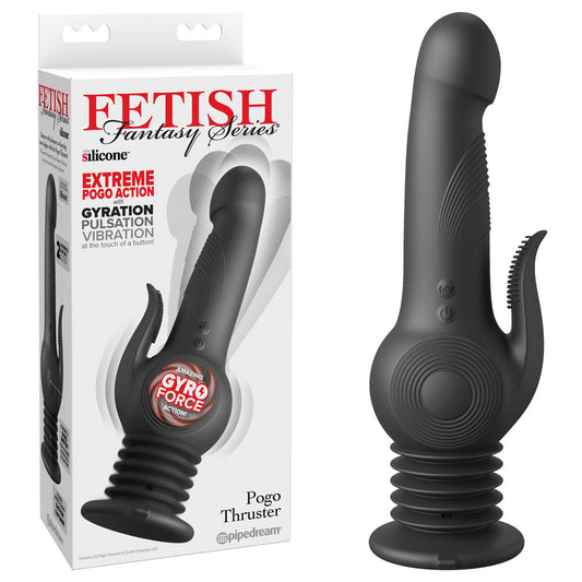 Fetish Fantasy Series Pogo Thruster - Black USB Rechargeable 23.5 cm Gyrating Rabbit Vibrator Pipedream