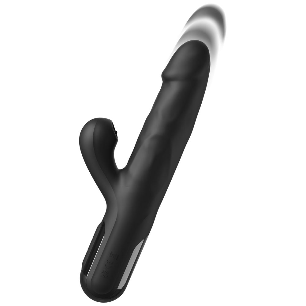 FFS Sonix Silicone Thruster - Black 22 cm USB Rechargeable Thrusting Vibrator with Flicking Clit Stim Pipedream
