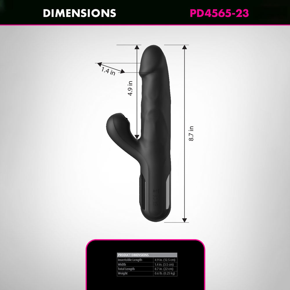 FFS Sonix Silicone Thruster - Black 22 cm USB Rechargeable Thrusting Vibrator with Flicking Clit Stim Pipedream