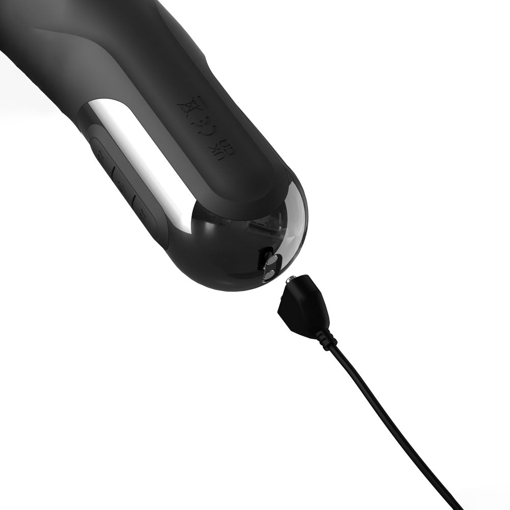 FFS Sonix Silicone Thruster - Black 22 cm USB Rechargeable Thrusting Vibrator with Flicking Clit Stim Pipedream