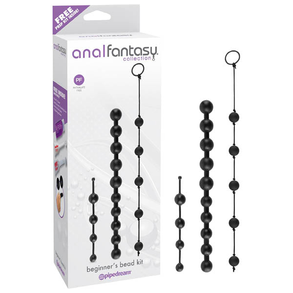 Anal Fantasy Collection Beginner's Bead Kit - Black Anal Beads - Set of 3 Cords Pipedreams