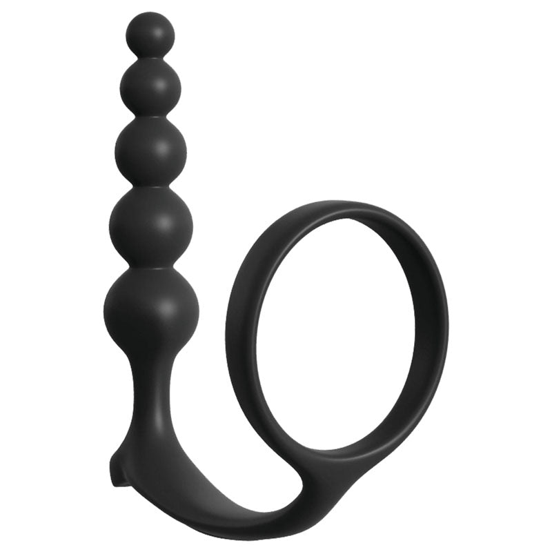 Anal Fantasy Collection Ass-Gasm Cockring Anal Beads - Black Cock Ring with Anal Plug Pipedreams