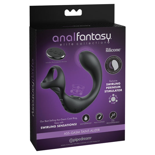 Anal Fantasy Elite Ass-Gasm Taint-alizer - Black USB Rechargeable Prostate Massage with Cock Ring Black - Club X