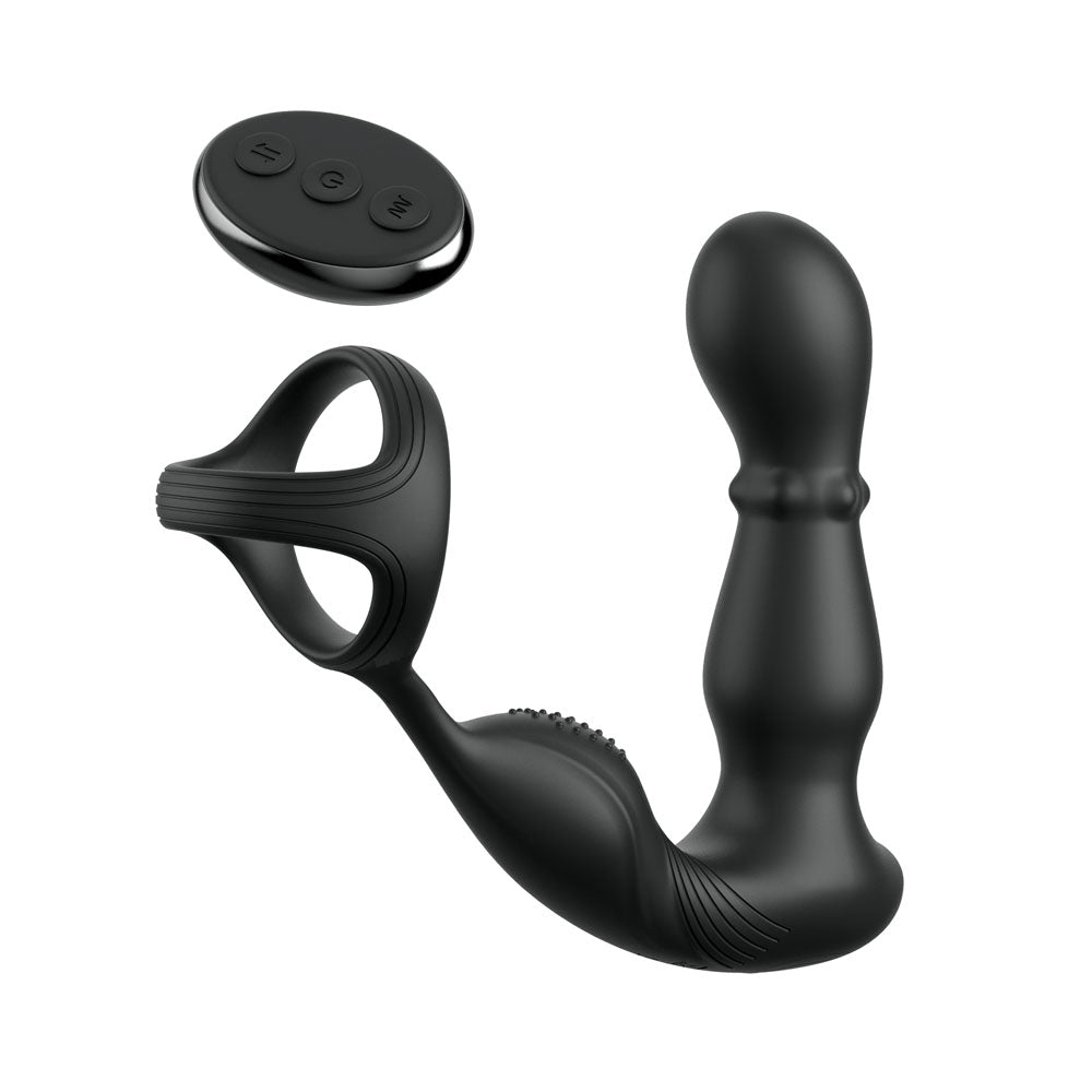 Anal Fantasy Elite Ass-Gasm Slide & Glide - Black USB Rechargeable Prostate Massage with Cock Ring Pipedream