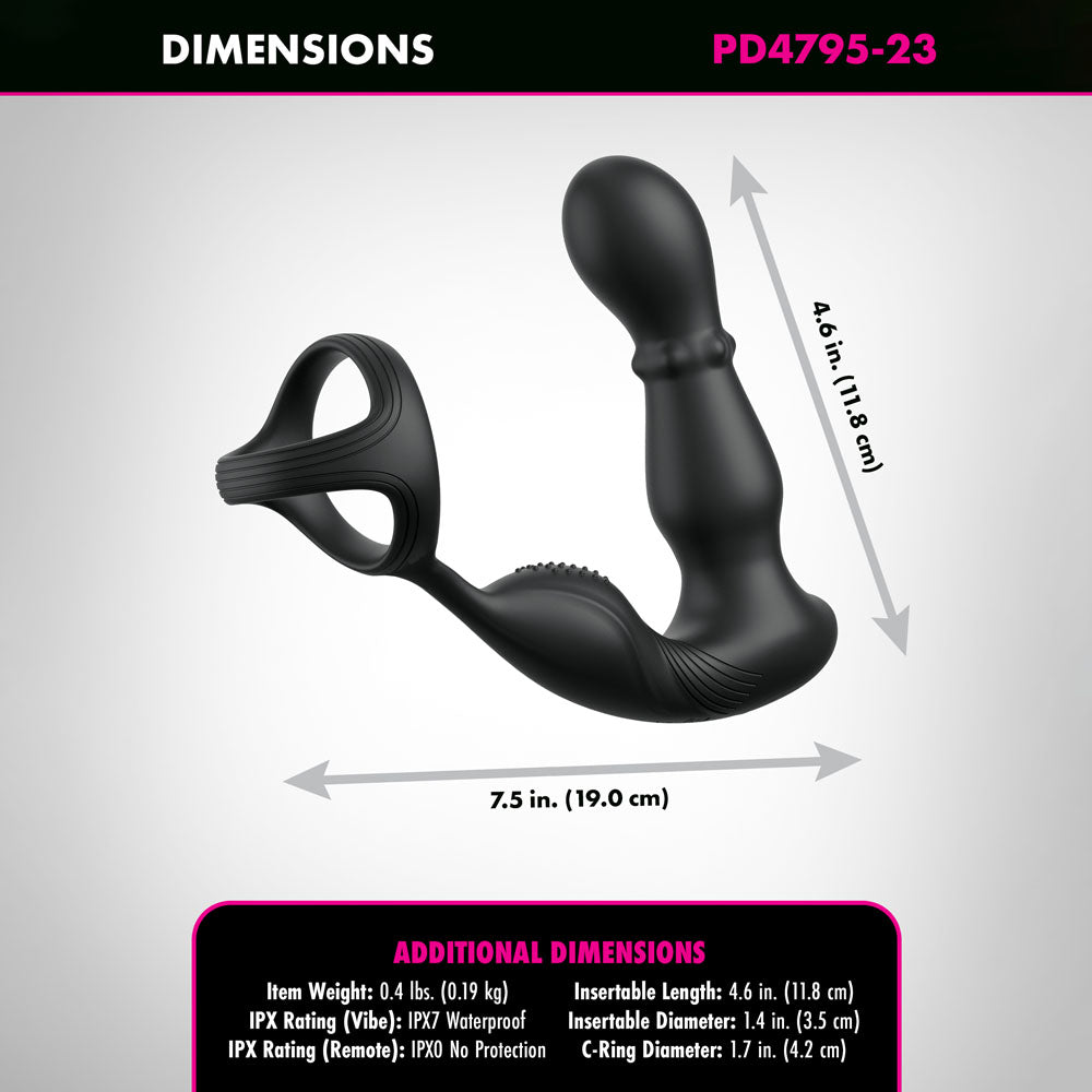 Anal Fantasy Elite Ass-Gasm Slide & Glide - Black USB Rechargeable Prostate Massage with Cock Ring Pipedream