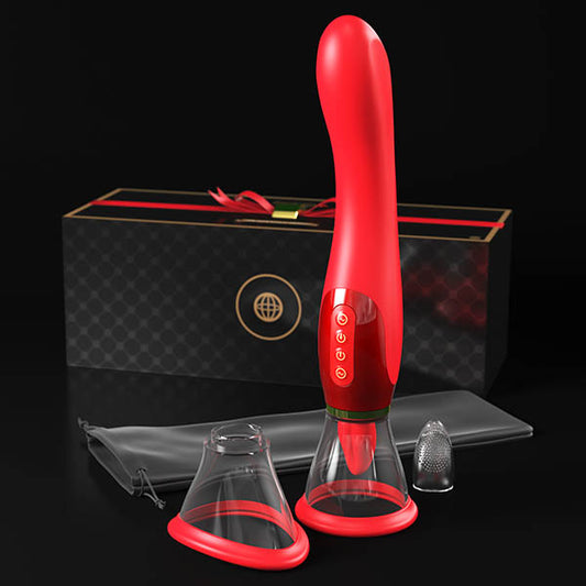 Fantasy For Her Ultimate Pleasure - Red/Gold USB Rechargeable Sucking & Flicking Stimulator Red - Club X