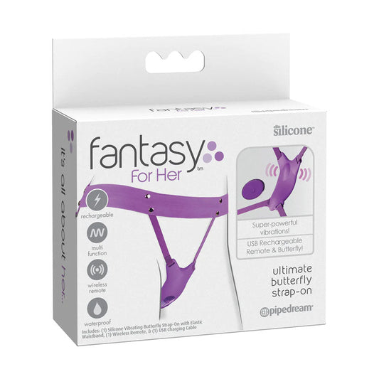 Fantasy For Her Ultimate Butterfly Strap-On - Purple USB Rechargeable Strap-On Stimulator Pipedream