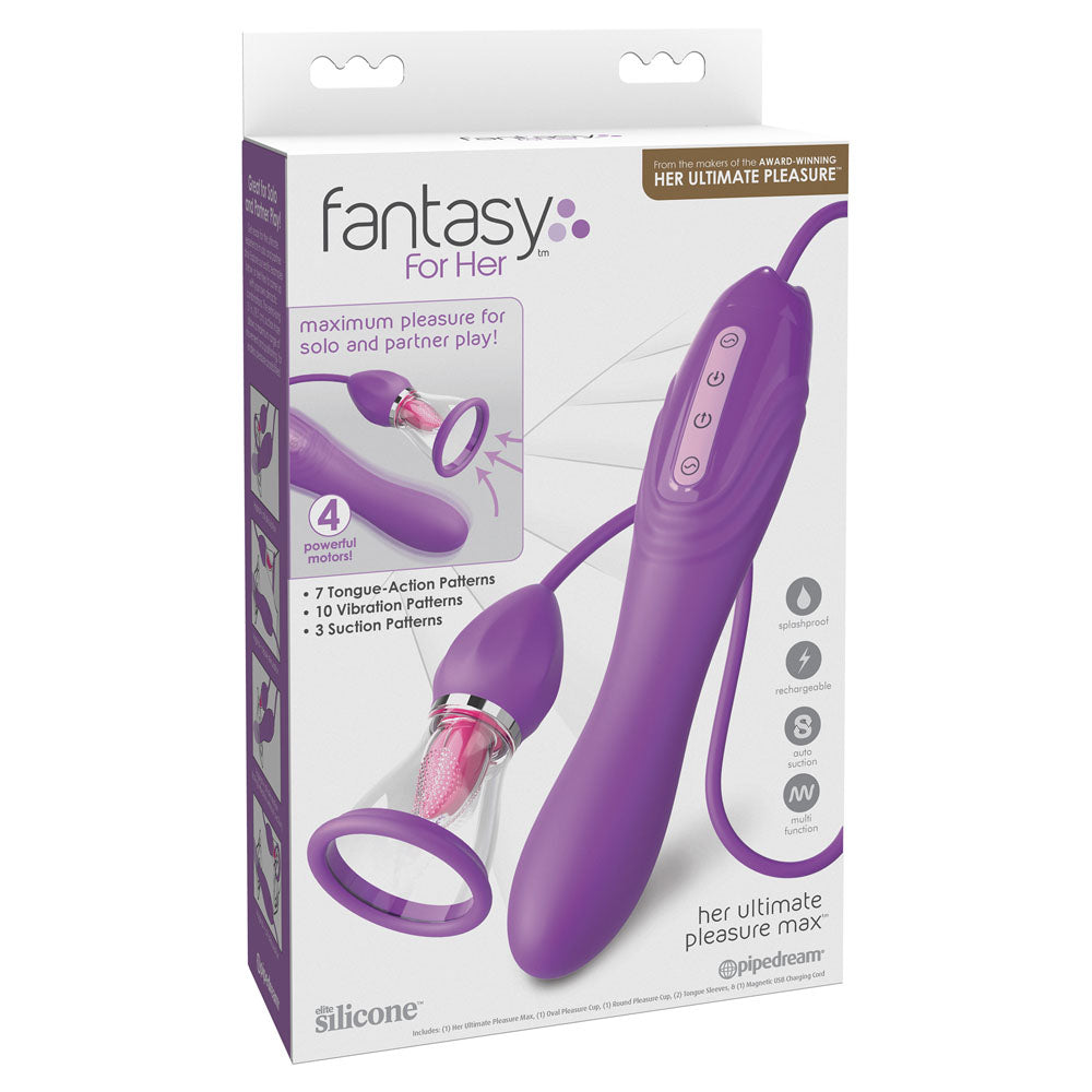 Fantasy For Her Her Ultimate Pleasure Max - Purple USB Rechargeable Vibrator with Flicking Stimulator Pipedream