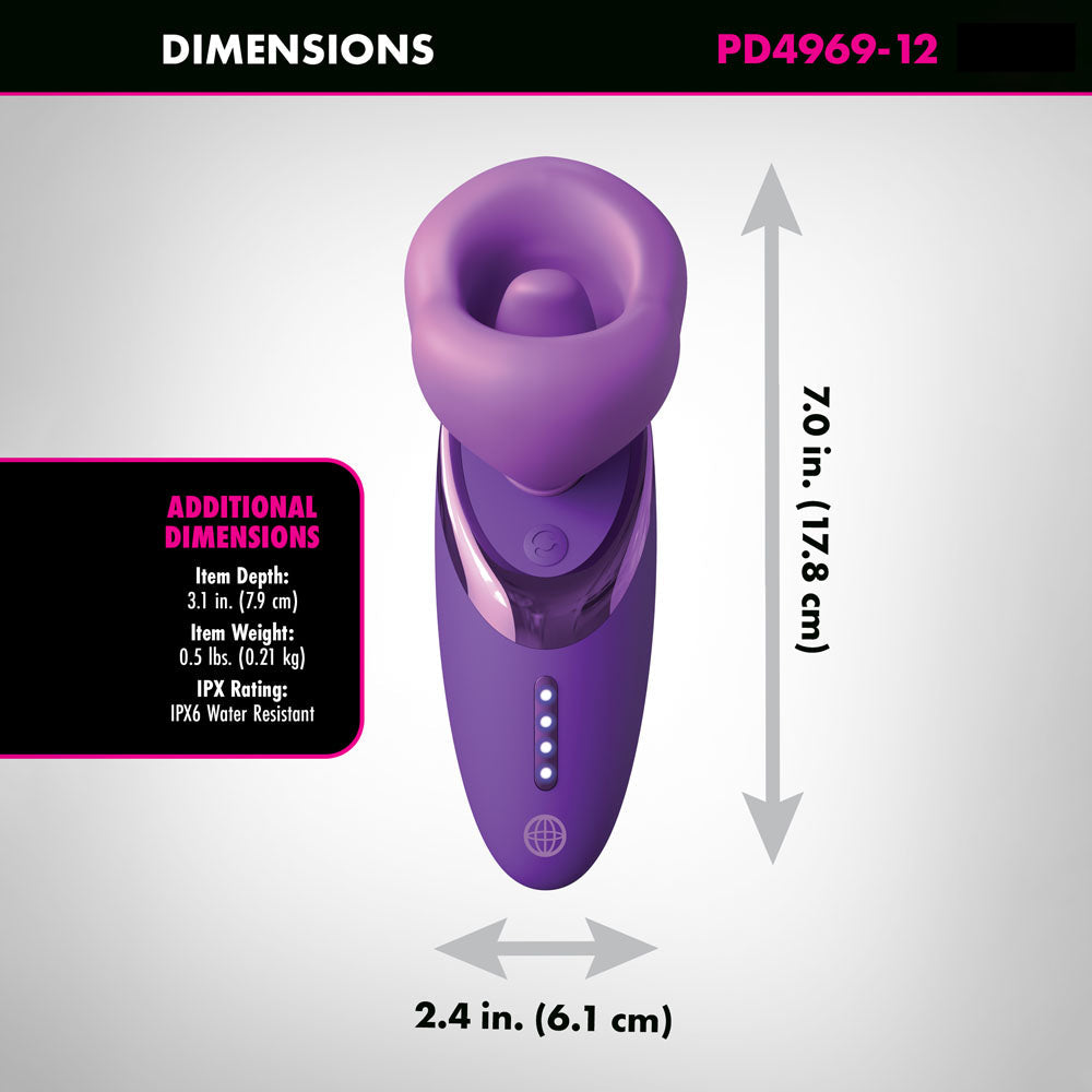 Fantasy For Her Pleasure Sucker - Purple USB Rechargeable Sucking, Licking & Vibrating Stimulator Pipedream