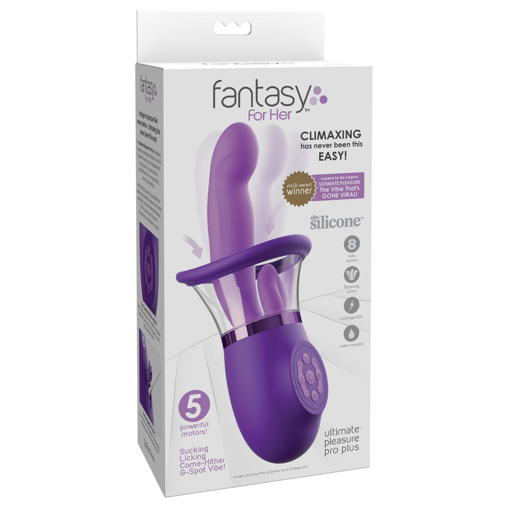 Fantasy For Her Ultimate Pleasure Pro Plus - Purple USB Rechargeable Sucking Licking & Flicking Vibrator Pipedream