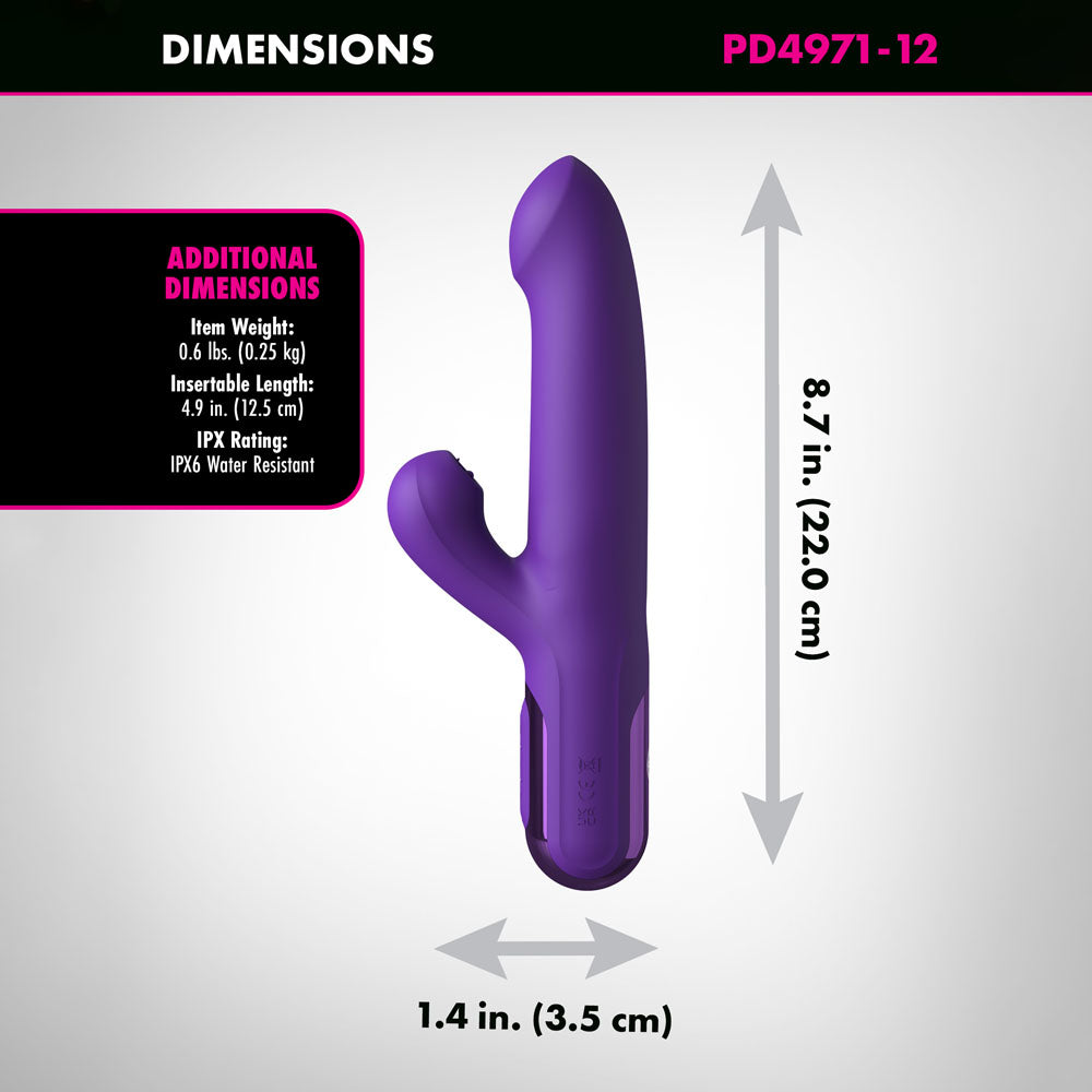 Fantasy For Her Super SoniX Thruster - Purple USB Rechargeable Thrusting Rabbit Vibrator Pipedream