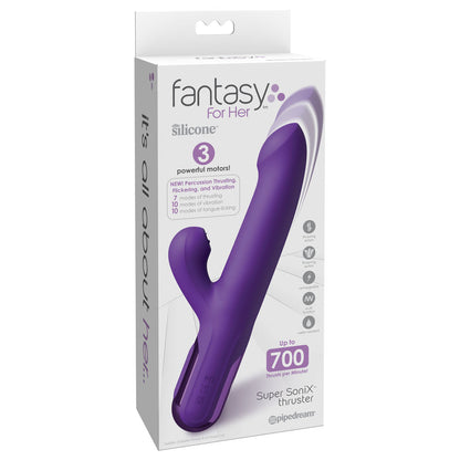 Fantasy For Her Super SoniX Thruster - Purple USB Rechargeable Thrusting Rabbit Vibrator Pipedream