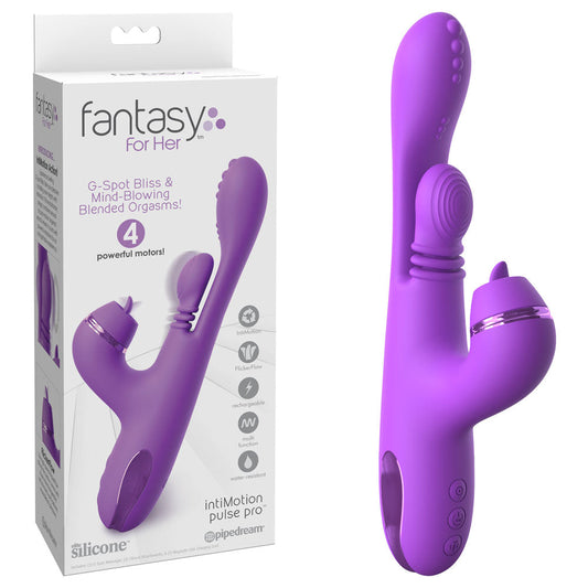 Fantasy For Her IntiMotion Pulse Pro - Purple 24 cm USB Rechargeable Swirling & Flicking Rabbit Vibrator Purple - Club X