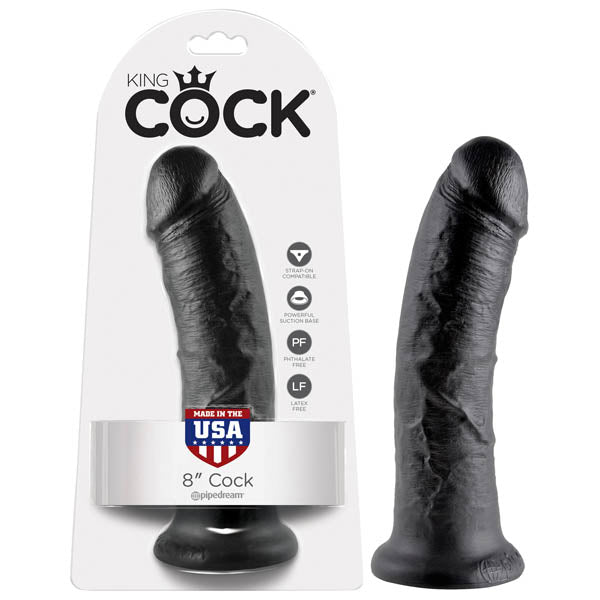 King Cock 8'' Cock - Black 20.3 cm (8'') Dong Pipedreams