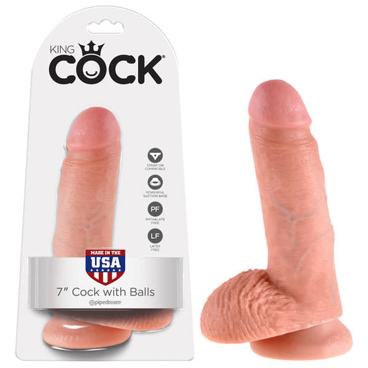King Cock 7'' Cock With Balls - Flesh 17.8 cm (7'') Dong Pipedreams