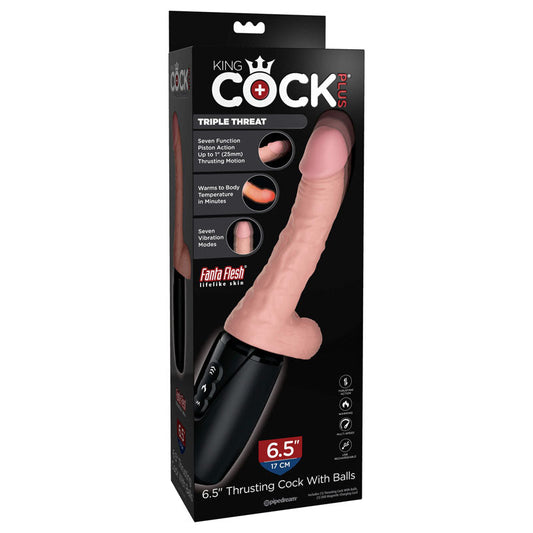 King Cock Plus 6.5'' Thrusting Cock with Balls - Flesh 16.5 cm Thrusting Dong Pipedreams