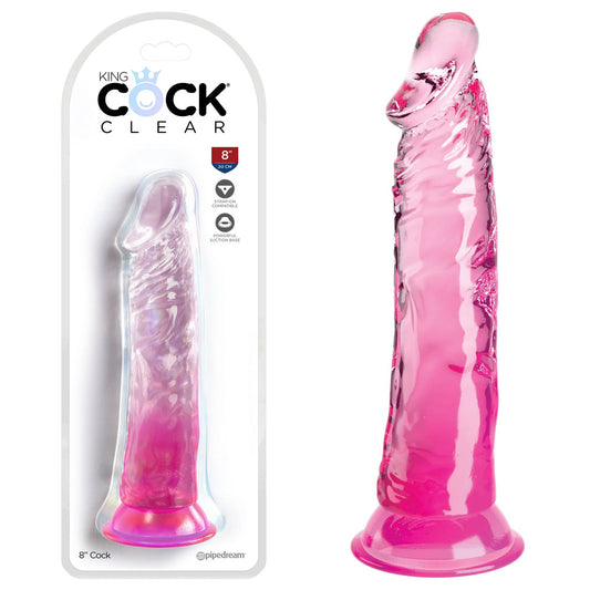 King Cock Clear 8'' Cock - Pink - Pink 20.3 cm Dong Pink - Club X