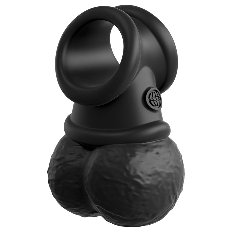 King Cock Elite The Crown Jewels Vibrating Silicone Balls - Black USB Rechargeable Vibrating Cock Ring Pipedream
