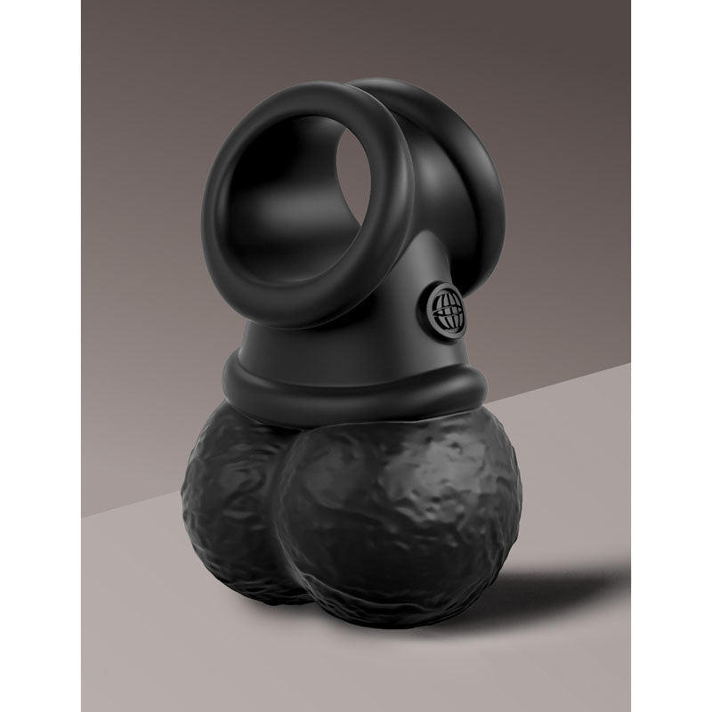 King Cock Elite The Crown Jewels Vibrating Silicone Balls - Black USB Rechargeable Vibrating Cock Ring Pipedream