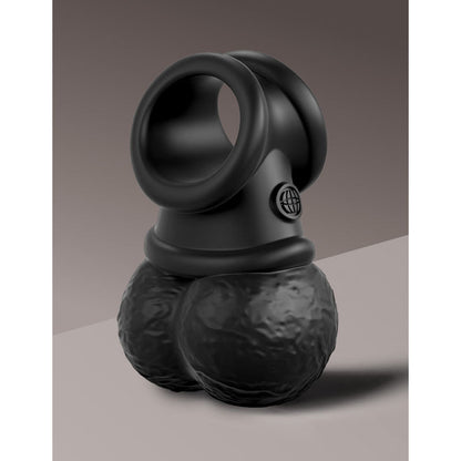 King Cock Elite The Crown Jewels Vibrating Silicone Balls - Black USB Rechargeable Vibrating Cock Ring Pipedream
