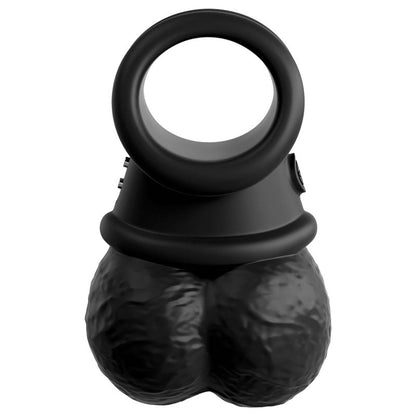 King Cock Elite The Crown Jewels Vibrating Silicone Balls - Black USB Rechargeable Vibrating Cock Ring Pipedream