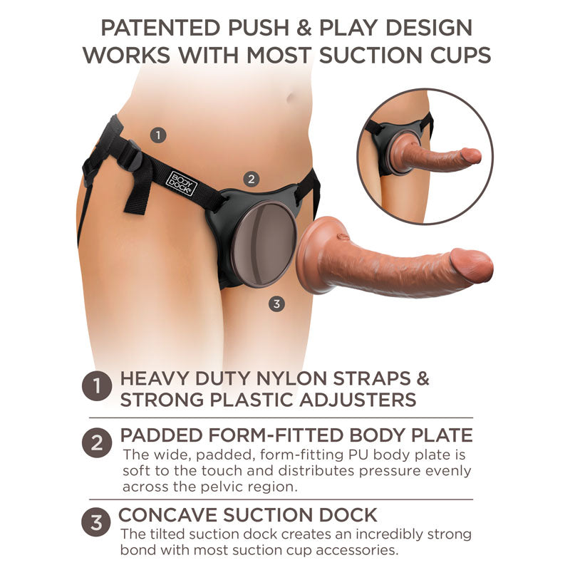 King Cock Elite Comfy Silicone Body Dock Kit - Body Dock Strap-On Harness with Tan 17.8 cm Dong Club X