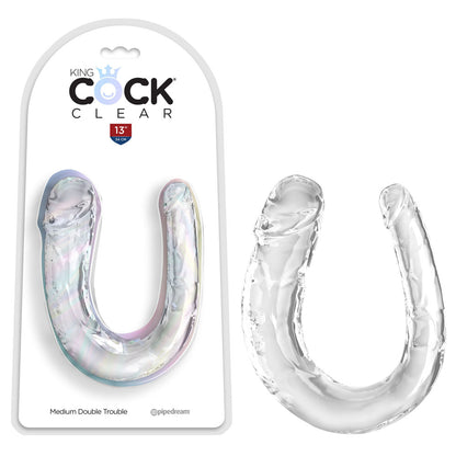 King Cock Clear Medium Double Trouble - Clear Medium Double Penetration Dong Clear - Club X