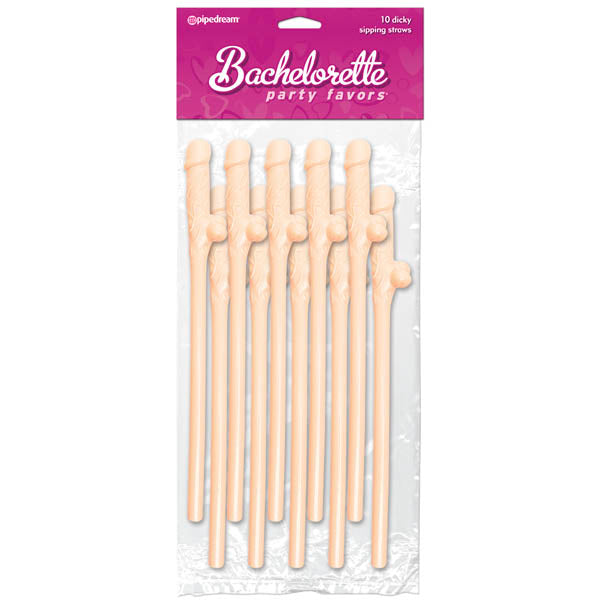 Bachelorette Party Favors - Dicky Sipping Straws - Flesh Straws - Set of 10 Pipedreams