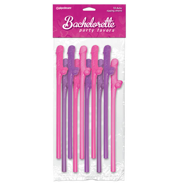 Bachelorette Party Favors - Dicky Sipping Straws - Coloured Straws - Set of 10 Pipedreams
