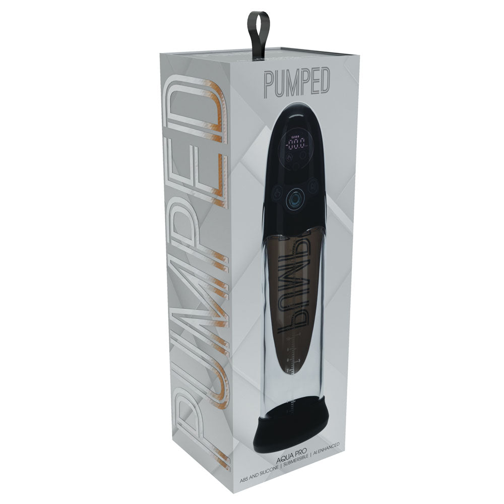 PUMPED Aqua-Pro Auto Pump - Black - Black/Clear USB Rechargeable AI-Enabled Submersible Auto Penis Pump Shots Toys